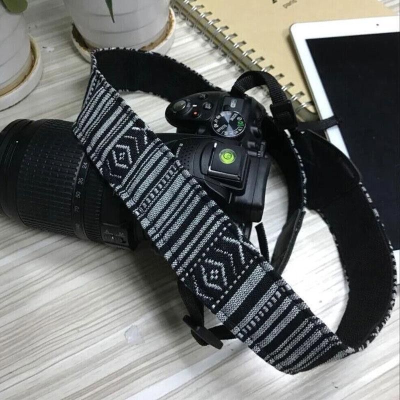 Camera Strap Compatible With Sony Nikon Olympus Dslr Canon Vintage Shoulder Neck - Black