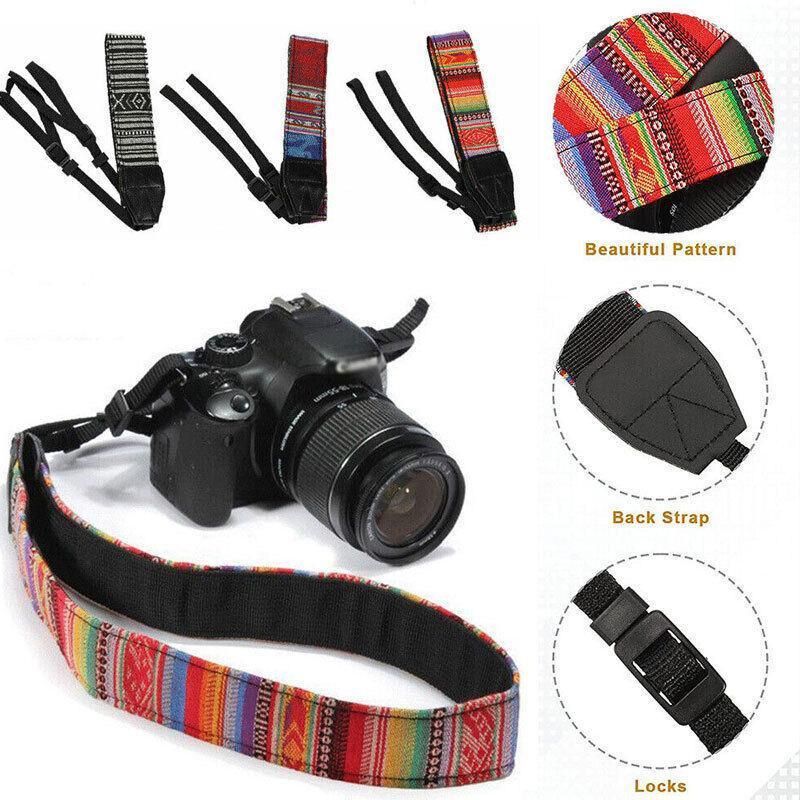 Camera Strap Compatible With Sony Nikon Olympus Dslr Canon Vintage Shoulder Neck - Black