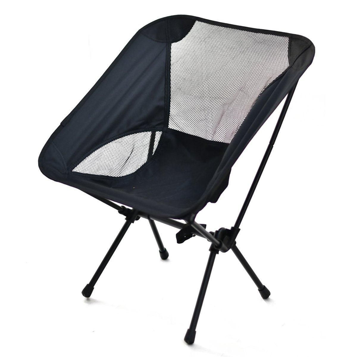 Outdoor Portable Lightweight Folding Camping Chair High Back Fishing Chair - Black