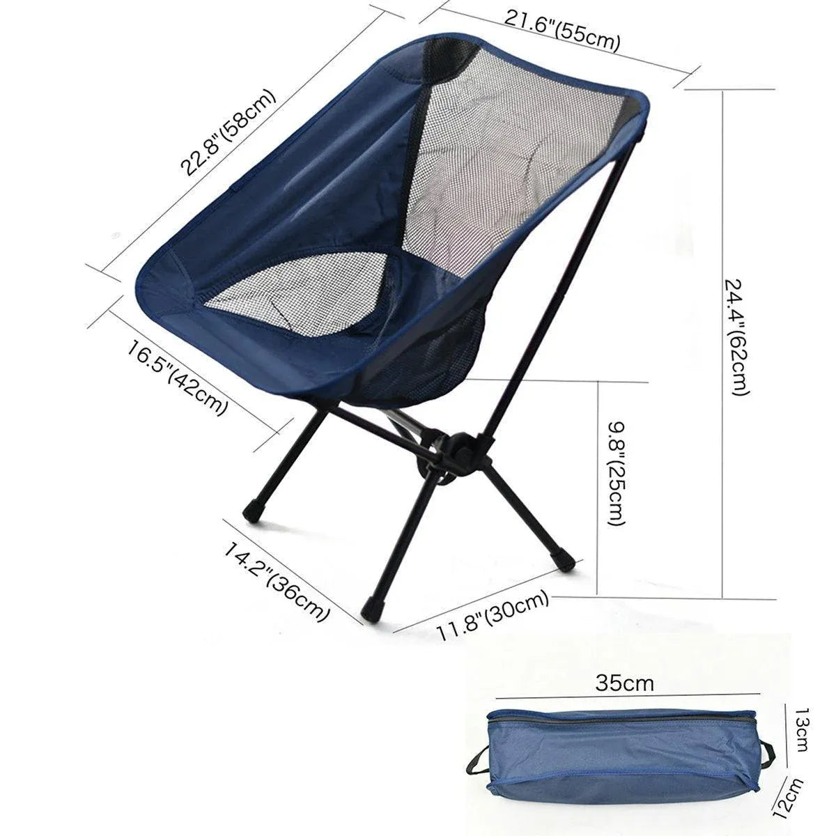 Grey Outdoor Portable Lightweight Folding Camping Chair High Back