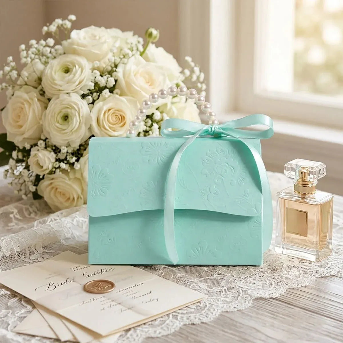 20pcs Pearl Handle Gift Box Set Wedding Favour Candy Box Party Packaging - S