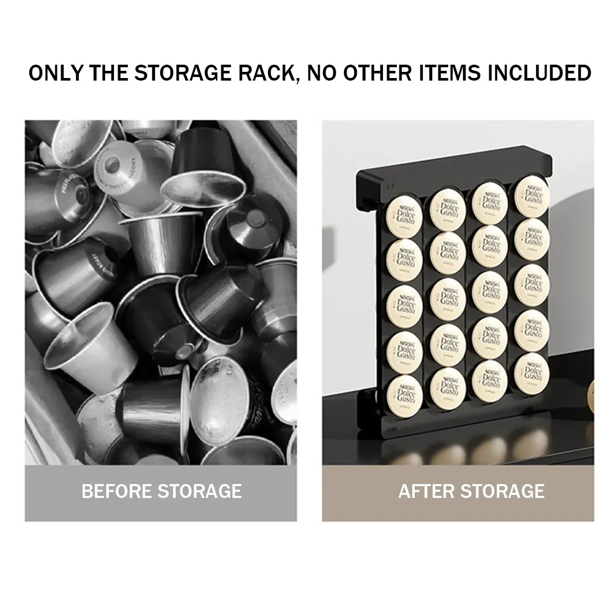 Wall Mounted Coffee Capsule Storage Rack SpaceSaving for Kitchen Cafe Countertop - White