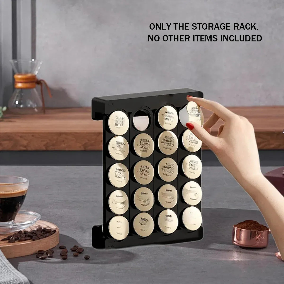 Wall Mounted Coffee Capsule Storage Rack SpaceSaving for Kitchen Cafe Countertop - White