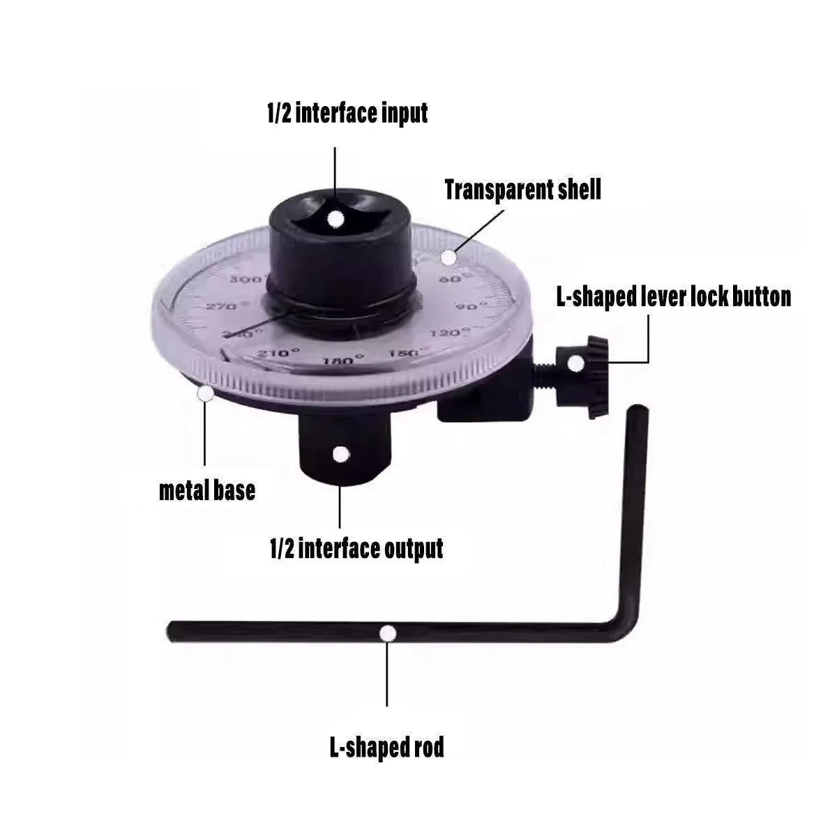 Automobile Torque Meter Angle Measuring Instrument Tool for Wrench and Ruler