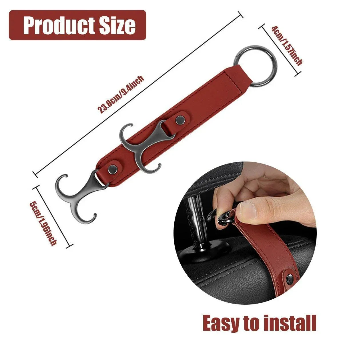 1pc Car Headrest Hook 3 in 1 Hanger for Bag and Purse Organizer - Brown