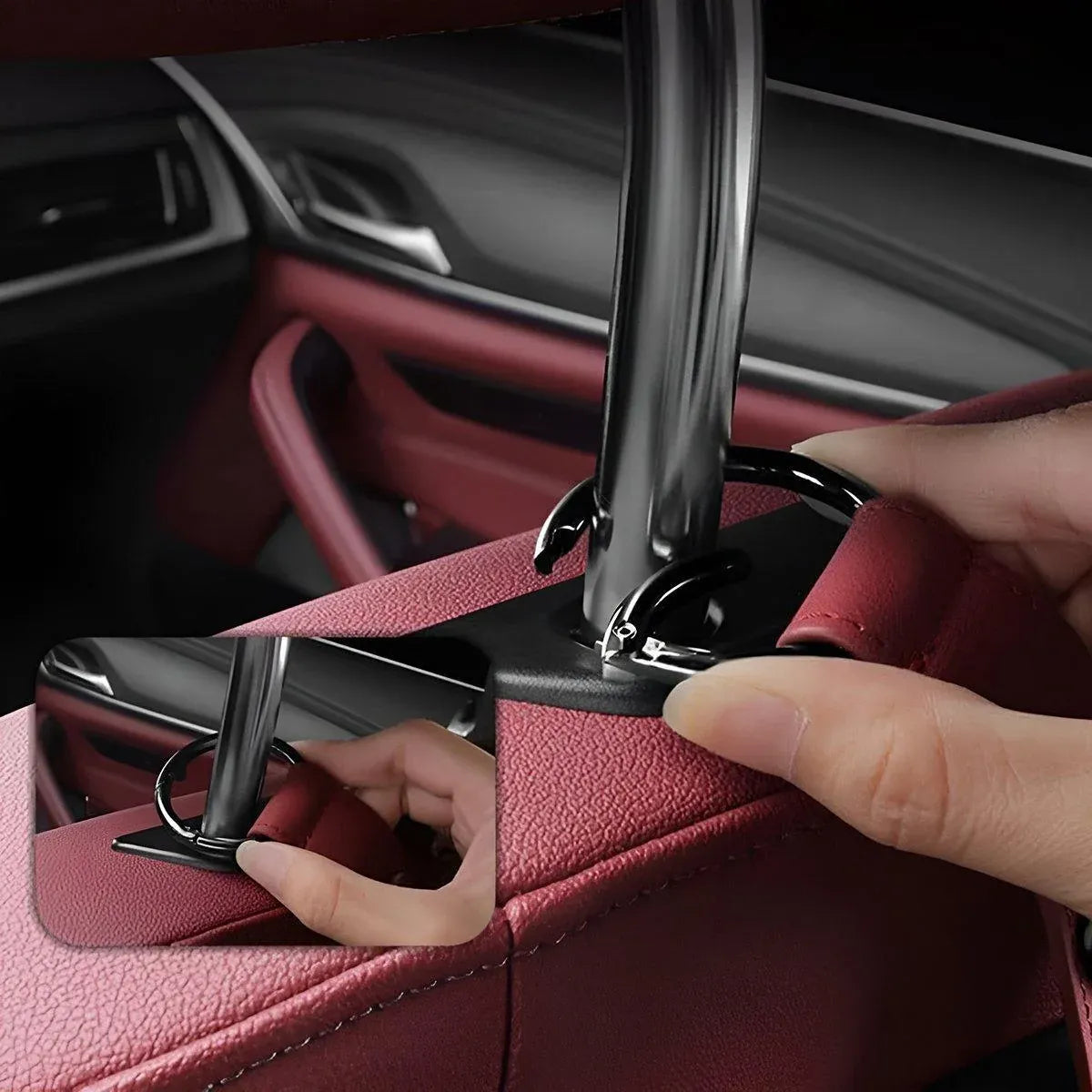 1pc Car Headrest Hook 3 in 1 Hanger for Bag and Purse Organizer - Brown