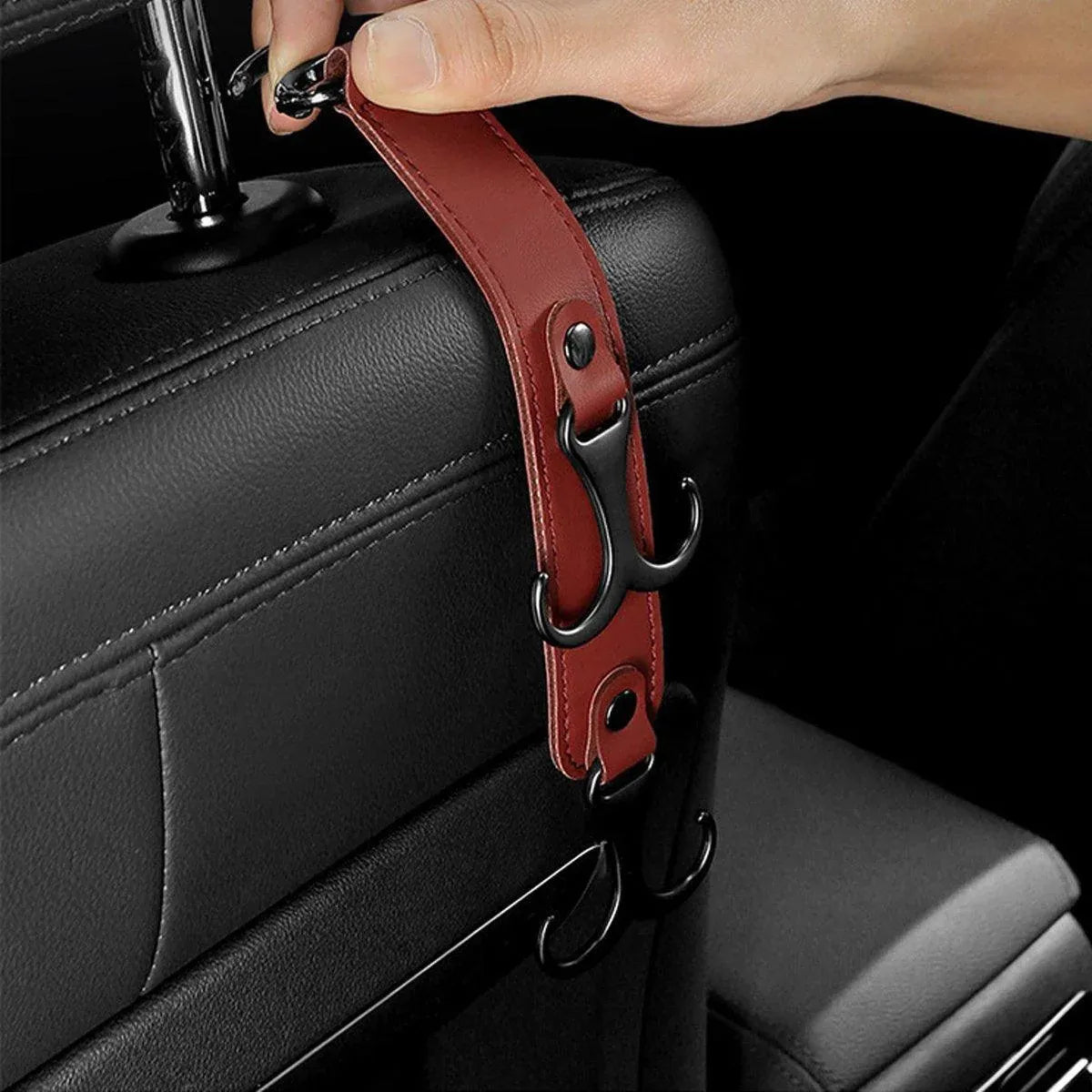 1pc Car Headrest Hook 3 in 1 Hanger for Bag and Purse Organizer - Brown