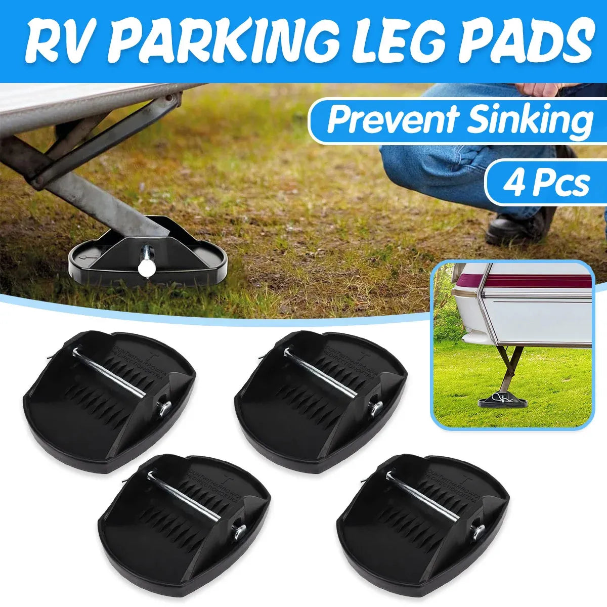 RV Support Brackets 4pcs Universal Stabiliser Pads Anti Sinking Feet For Trailer