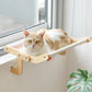 Window Hanging Cat Hammock Solid Wood Sun Bed Nest for All Seasons Durable - Grey+Pink