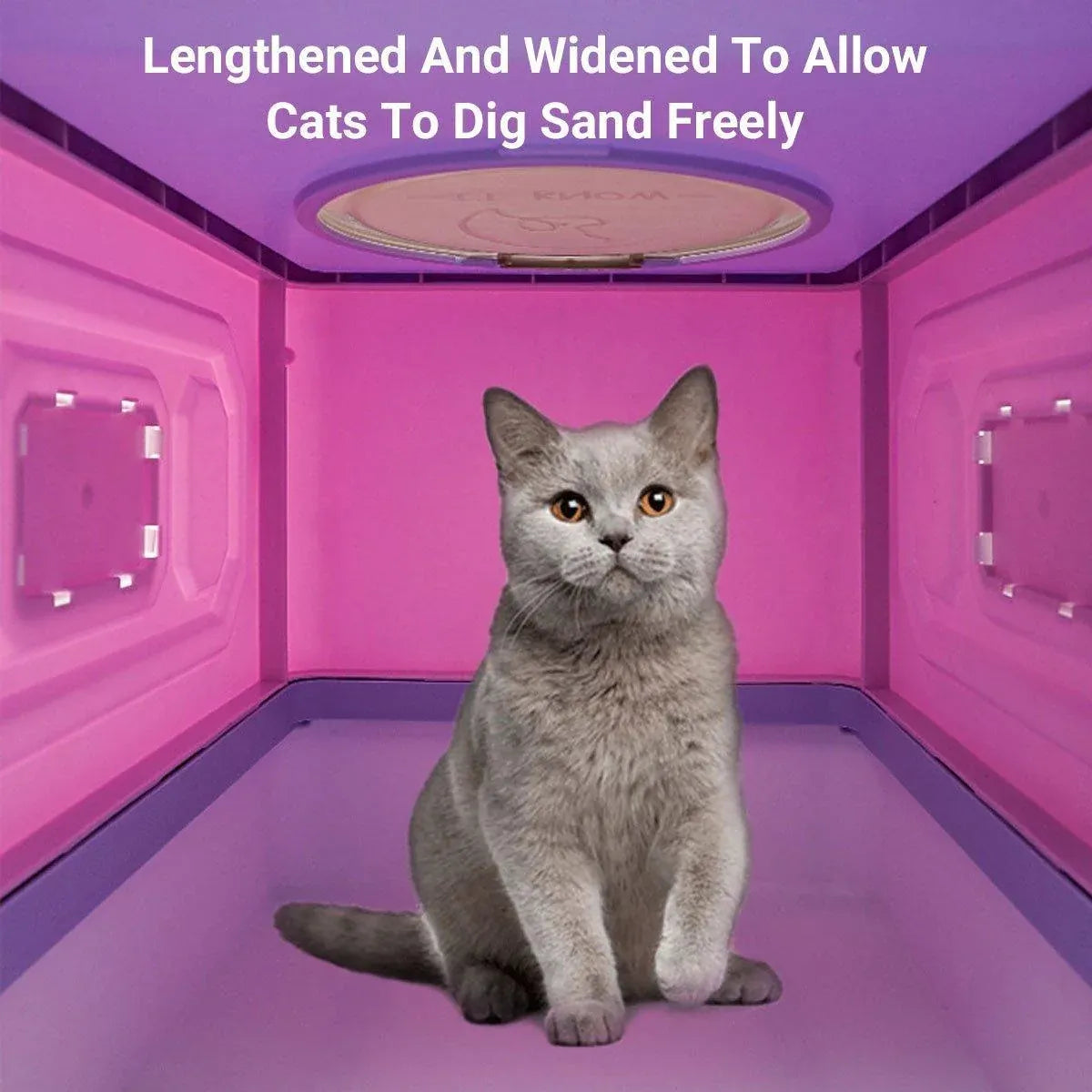 Folding Enclosed Cat Litter Box Foldable Drawer Toilet Anti-Splash Pet Supplies - Purple