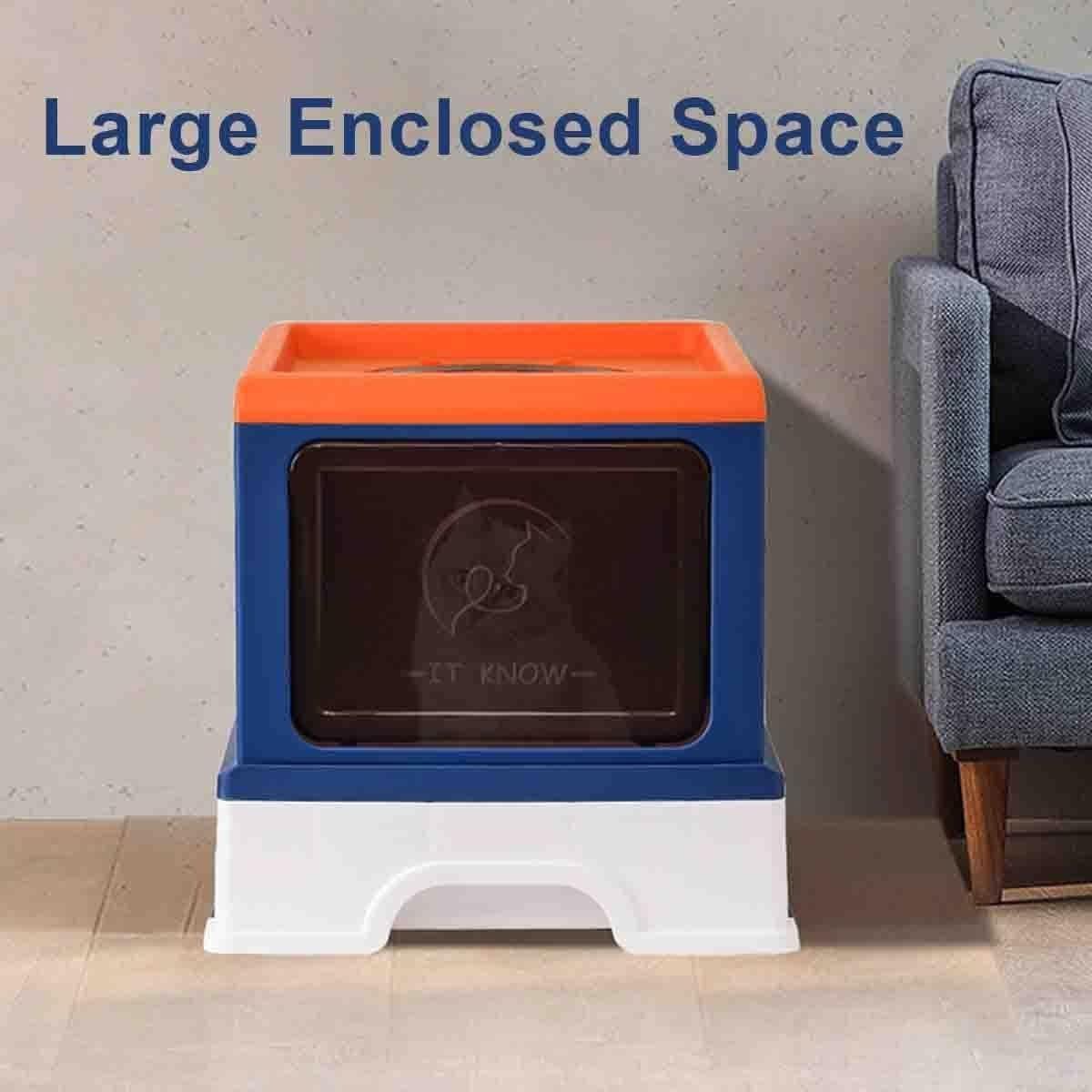 Folding Enclosed Cat Litter Box Foldable Drawer Toilet Anti-Splash Pet Supplies - Purple