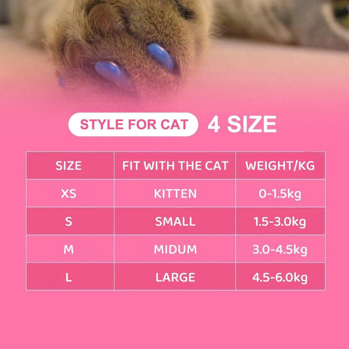 100PCS Anti Scratch Paw Covers for Cats and Kittens Nail Protector Soft Paw - Flat-L