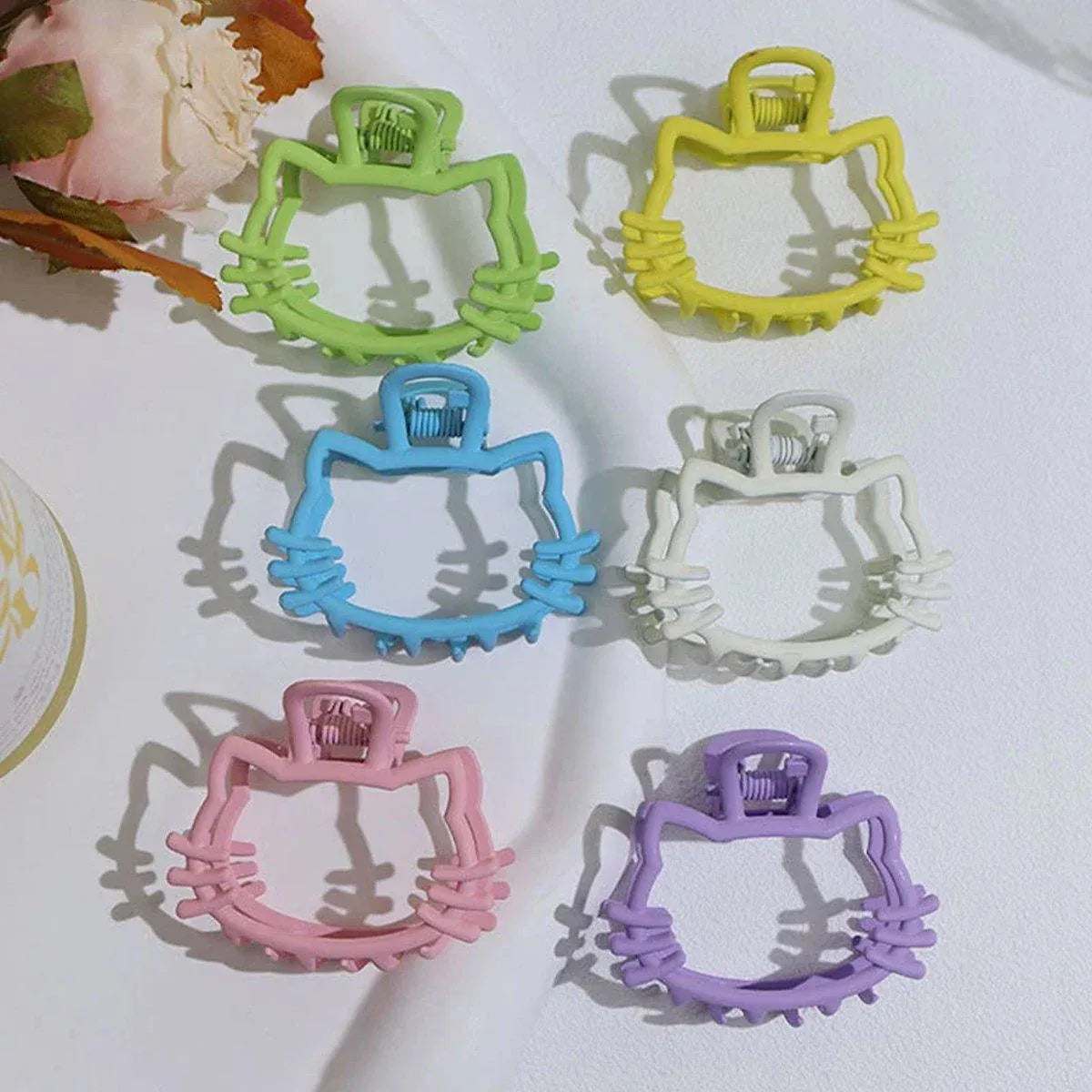 6pcs Metal Hollow Cat Ear Hair Clips Half Updo Plate Headdress Hair Accessories