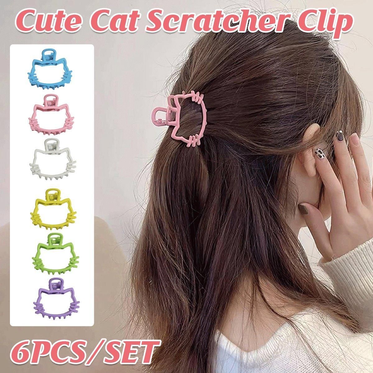 6pcs Metal Hollow Cat Ear Hair Clips Half Updo Plate Headdress Hair Accessories