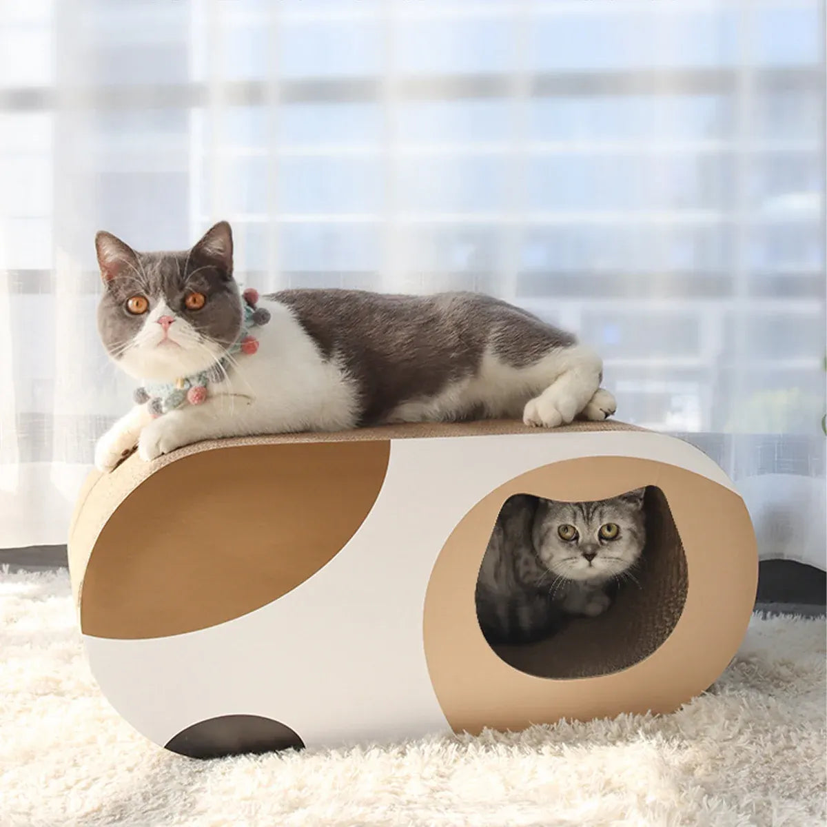 Durable Cat Tunnel Scratcher Bed Combo Interactive Toy House For Kittens Pets