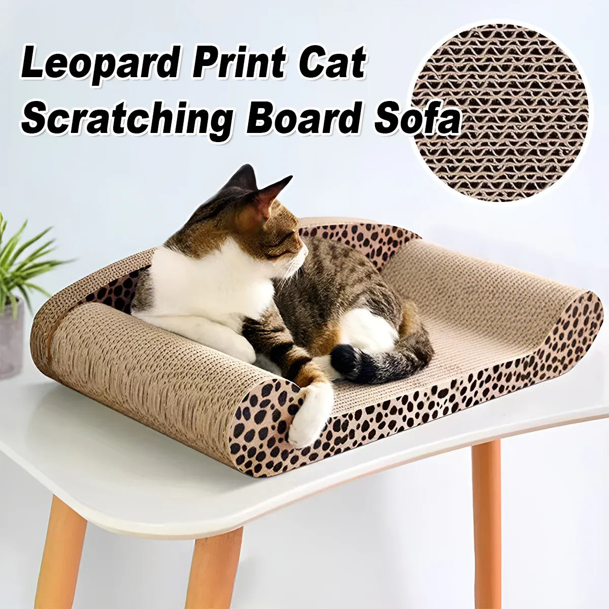 Leopard Print Cat Scratcher Board Durable Cardboard Surface for Claw Sharpening