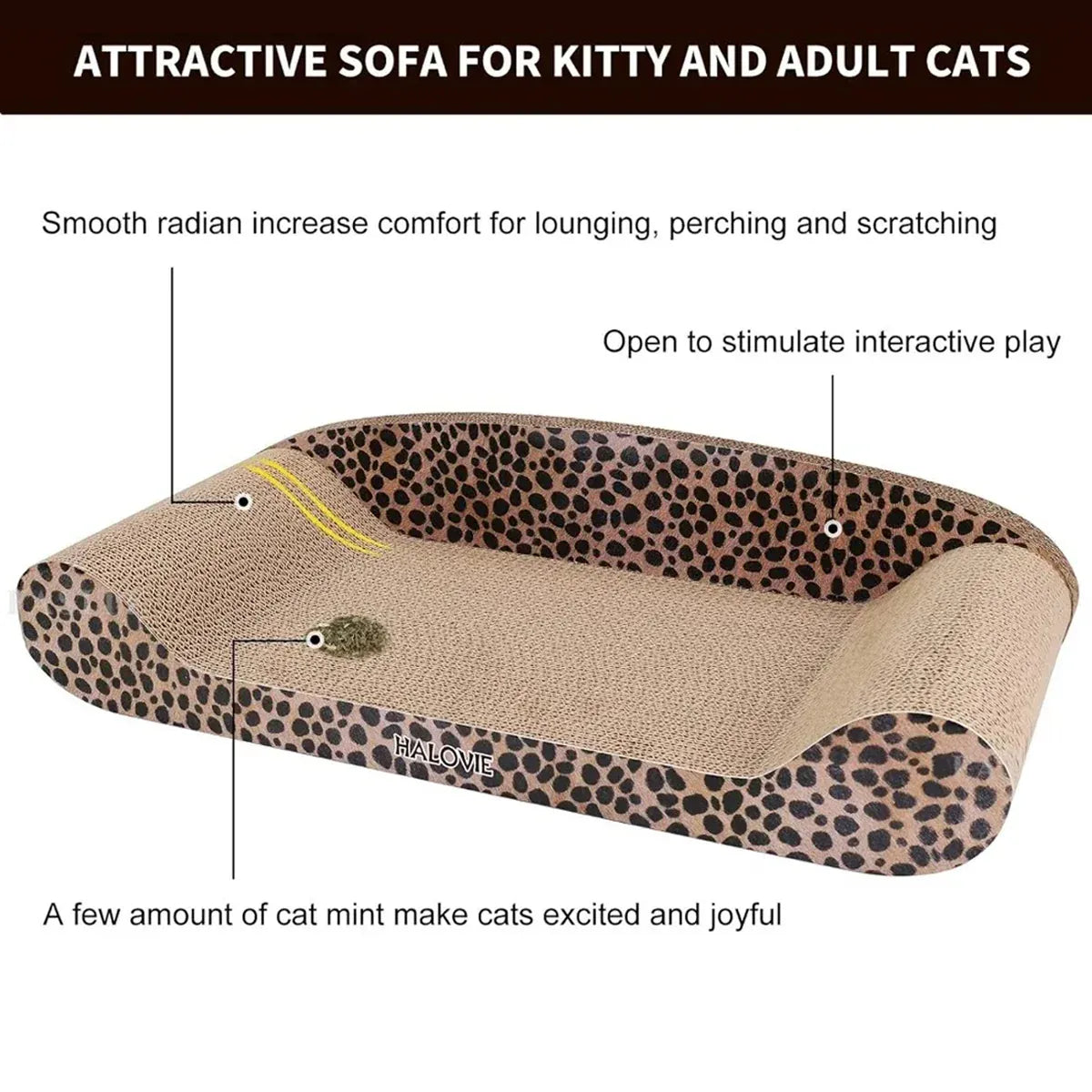 Leopard Print Cat Scratcher Board Durable Cardboard Surface for Claw Sharpening