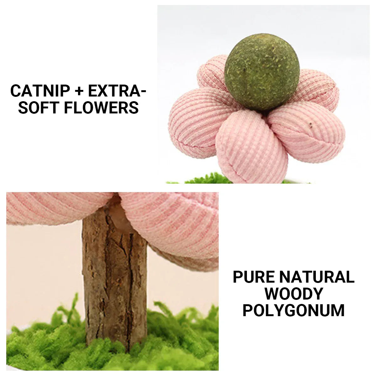 Catnip Ball Cat Chew Toy Cute Flower Pot Shaped Interactive Play Teeth Cleaning - Pink