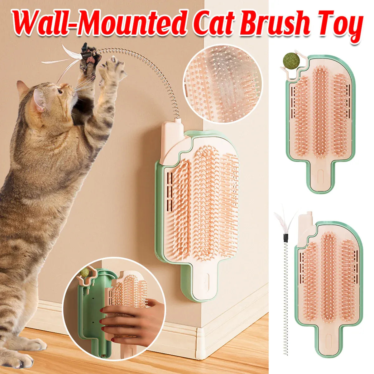 Wall Mounted Scratcher Cat Fur Rubbing Toy Scratching Post Pet Wall Scratcher - Cat Teaser Type