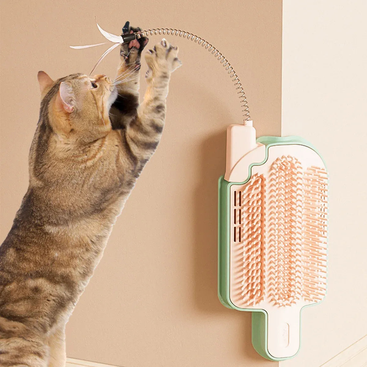 Wall Mounted Scratcher Cat Fur Rubbing Toy Scratching Post Pet Wall Scratcher - Cat Teaser Type