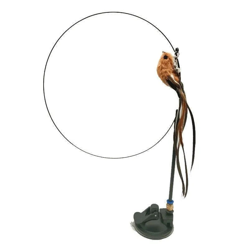 Cat Play Toy Simulation Birds Teaser Wand Interactive Stick with Suction Cup - 2