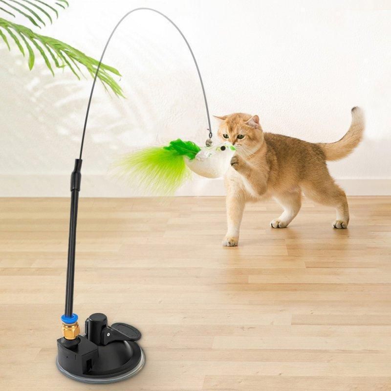 Cat Play Toy Simulation Birds Teaser Wand Interactive Stick with Suction Cup - 2