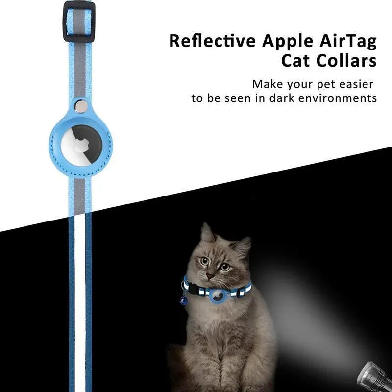 Reflective Pet Collar with Holder for AirTag Tracker – Anti-Lost Cat Dog Tag - Orange