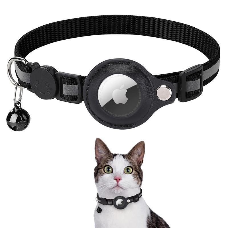 Reflective Pet Collar with Holder for AirTag Tracker – Anti-Lost Cat Dog Tag - Orange