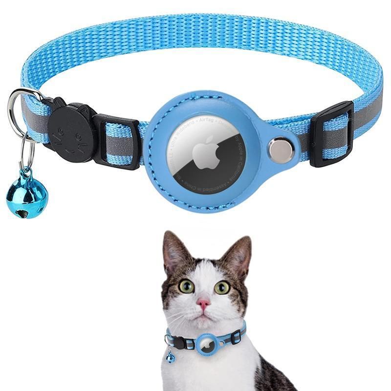 Reflective Pet Collar with Holder for AirTag Tracker – Anti-Lost Cat Dog Tag - Orange