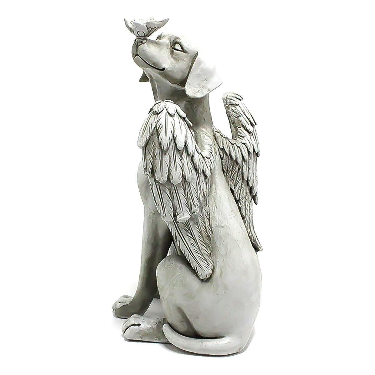 Angel Dog Statue Resin Pet Memorial Garden Dog Ornament Outdoor Animal Decor
