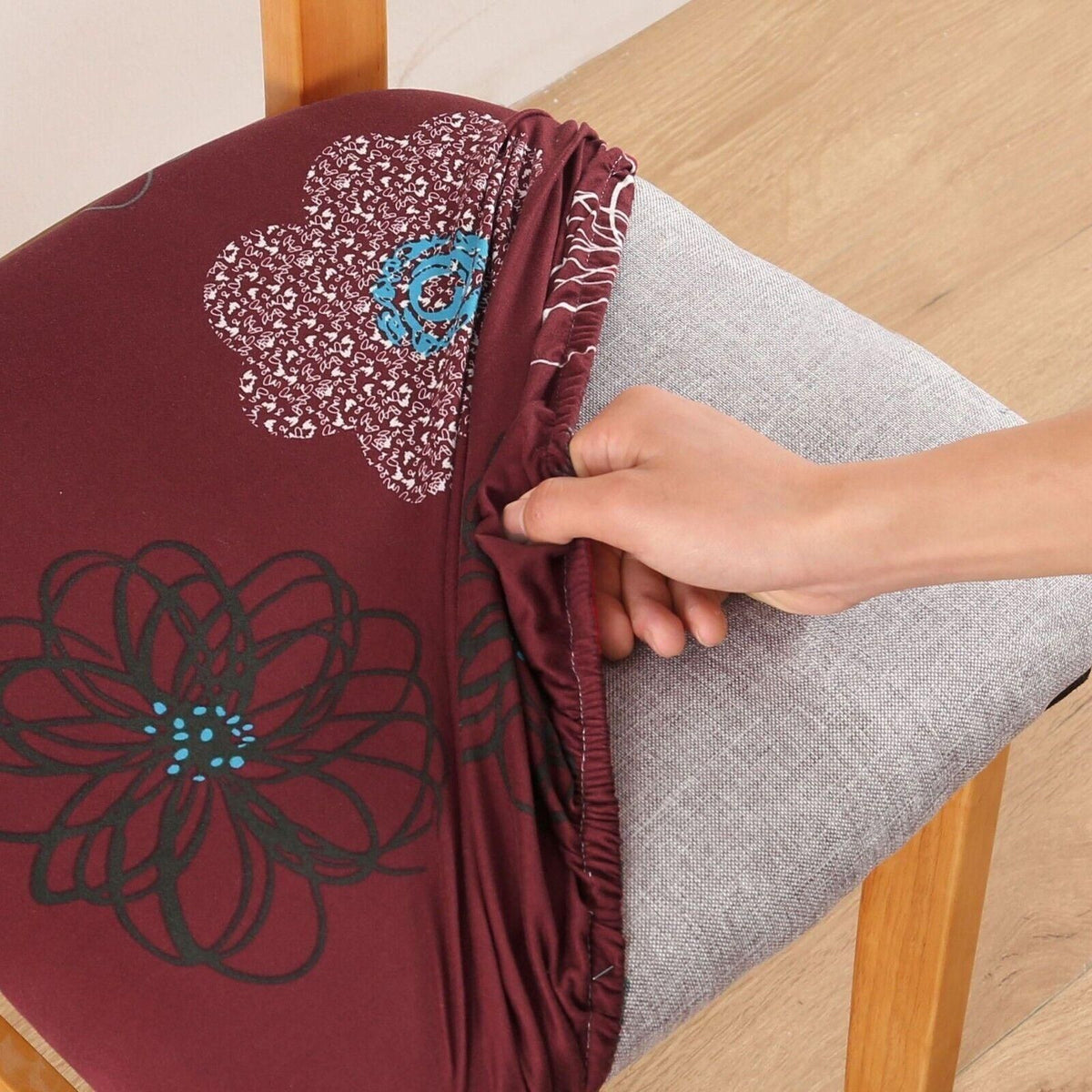 Stretch Dining Chair Seat Covers Removable Seat Cushion Slipcovers Protector - H