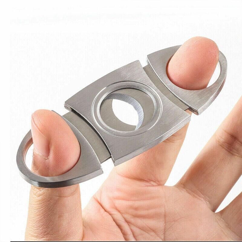 Cigar Cutter Double Blades Knife Scissors Stainless Steel Tobacco Tool
