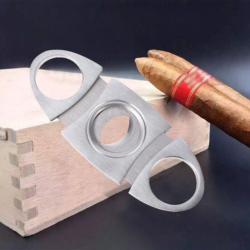 Cigar Cutter Double Blades Knife Scissors Stainless Steel Tobacco Tool