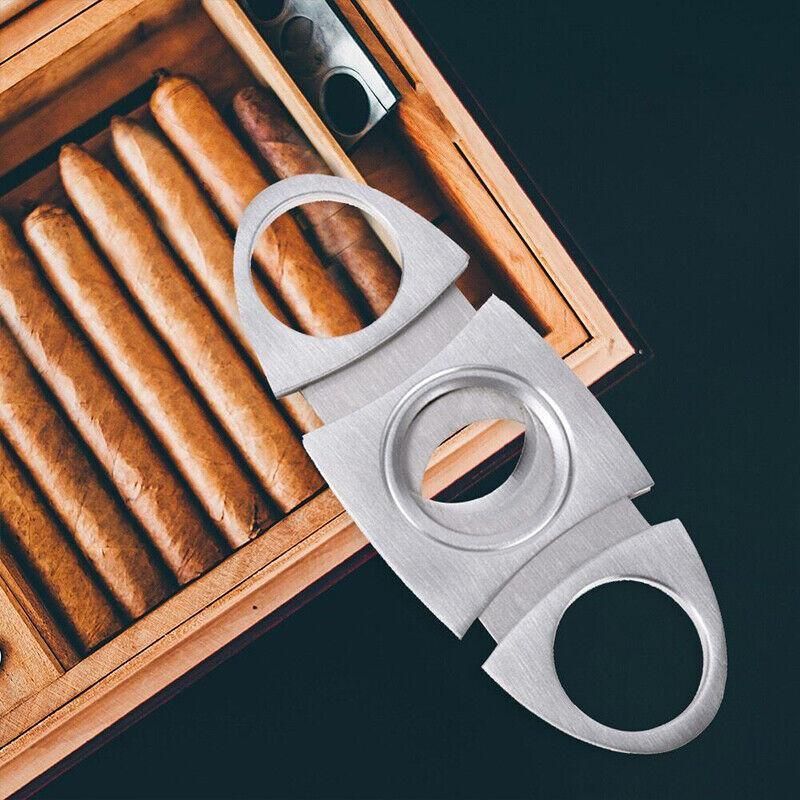 Cigar Cutter Double Blades Knife Scissors Stainless Steel Tobacco Tool