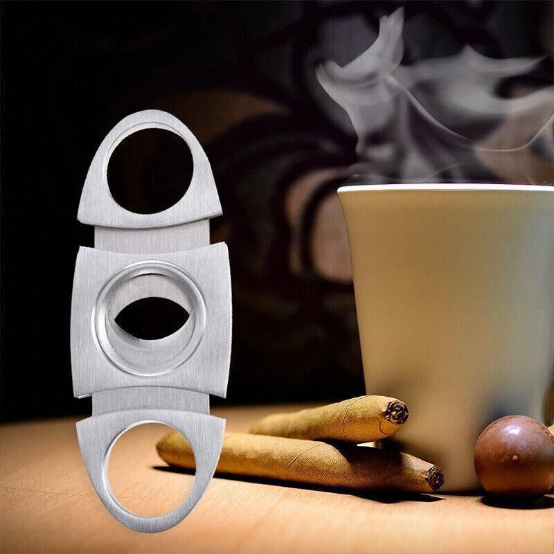 Cigar Cutter Double Blades Knife Scissors Stainless Steel Tobacco Tool