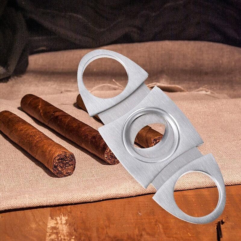 Cigar Cutter Double Blades Knife Scissors Stainless Steel Tobacco Tool