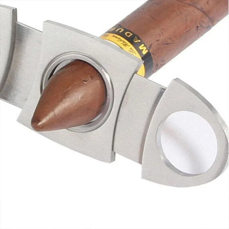 Cigar Cutter Double Blades Knife Scissors Stainless Steel Tobacco Tool