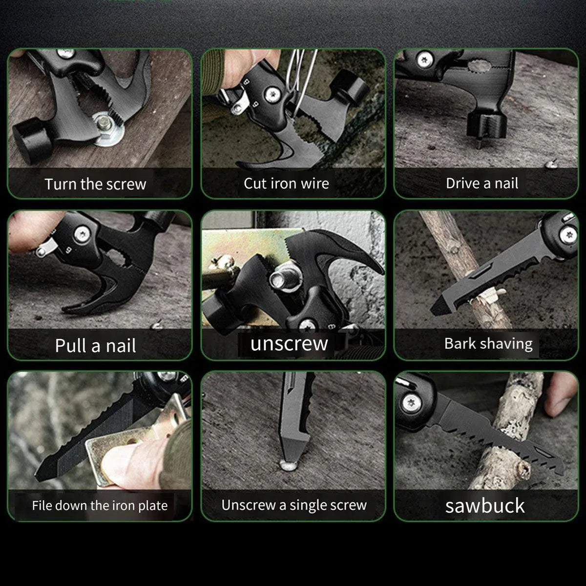 Multi-purpose Crate Hammer Nail Lifting Life-saving Pliers Tool Outdoor Camping