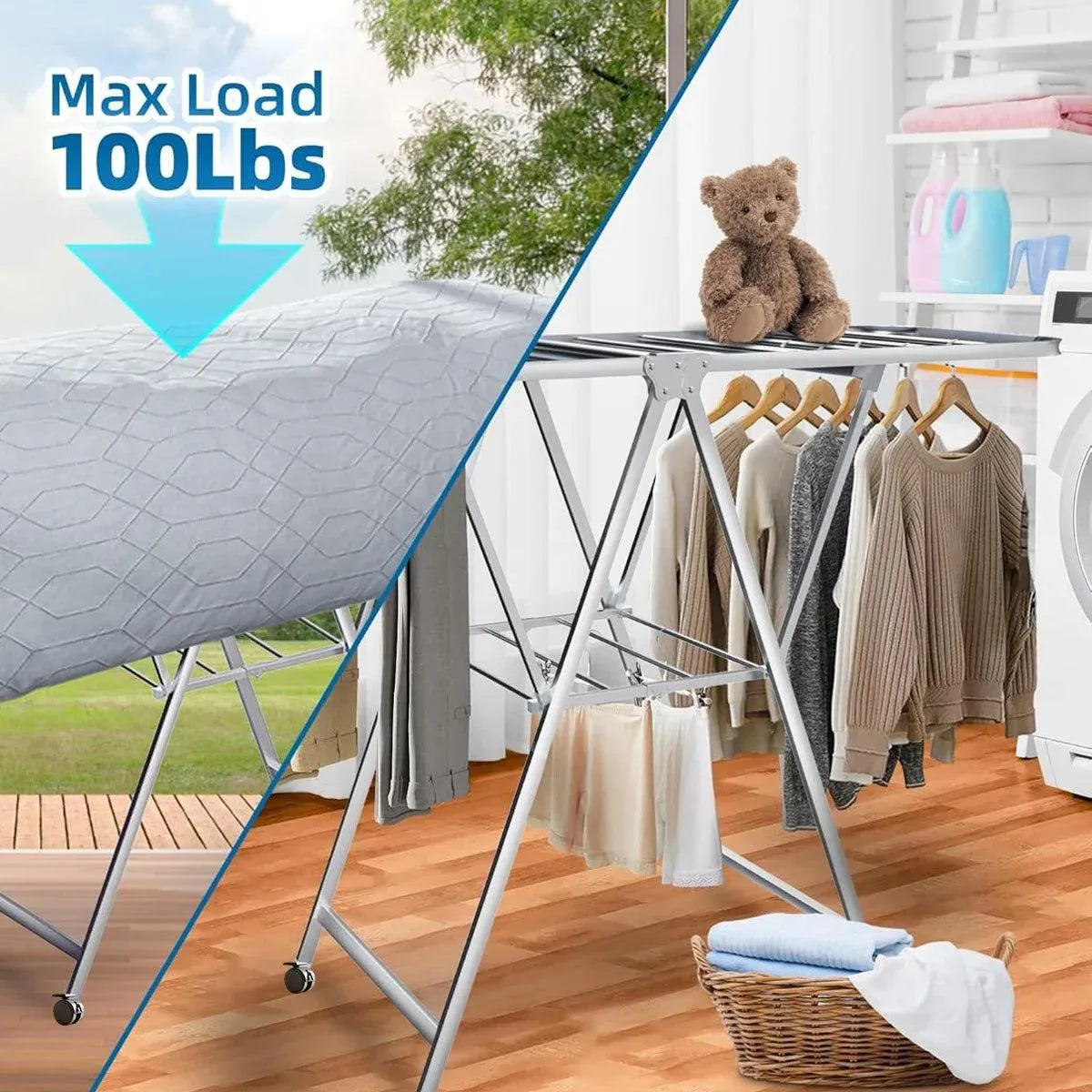A Frame Clothes Airer Compact Foldable Drying Rack for Laundry Clothes Organizer