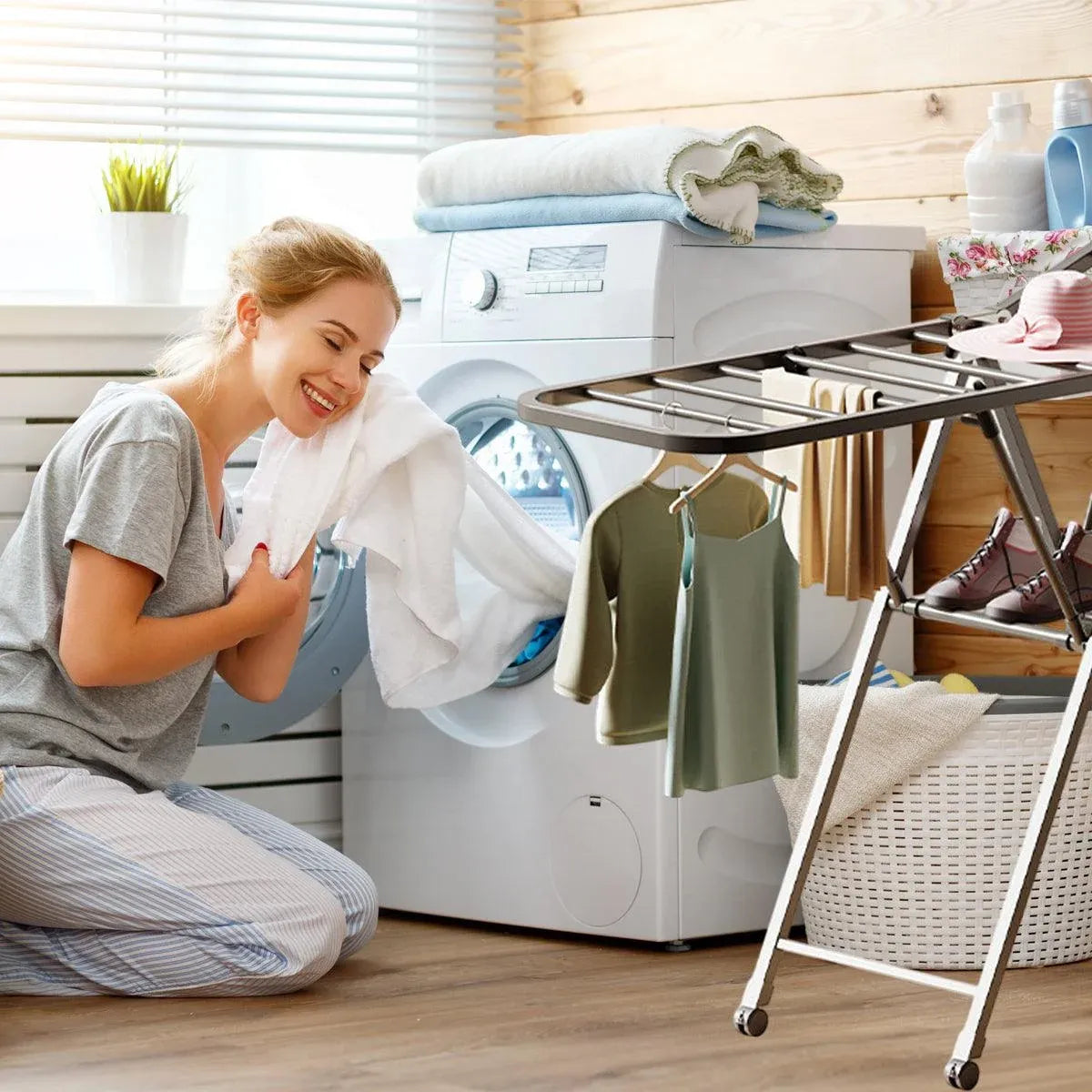 A Frame Clothes Airer Compact Foldable Drying Rack for Laundry Clothes Organizer