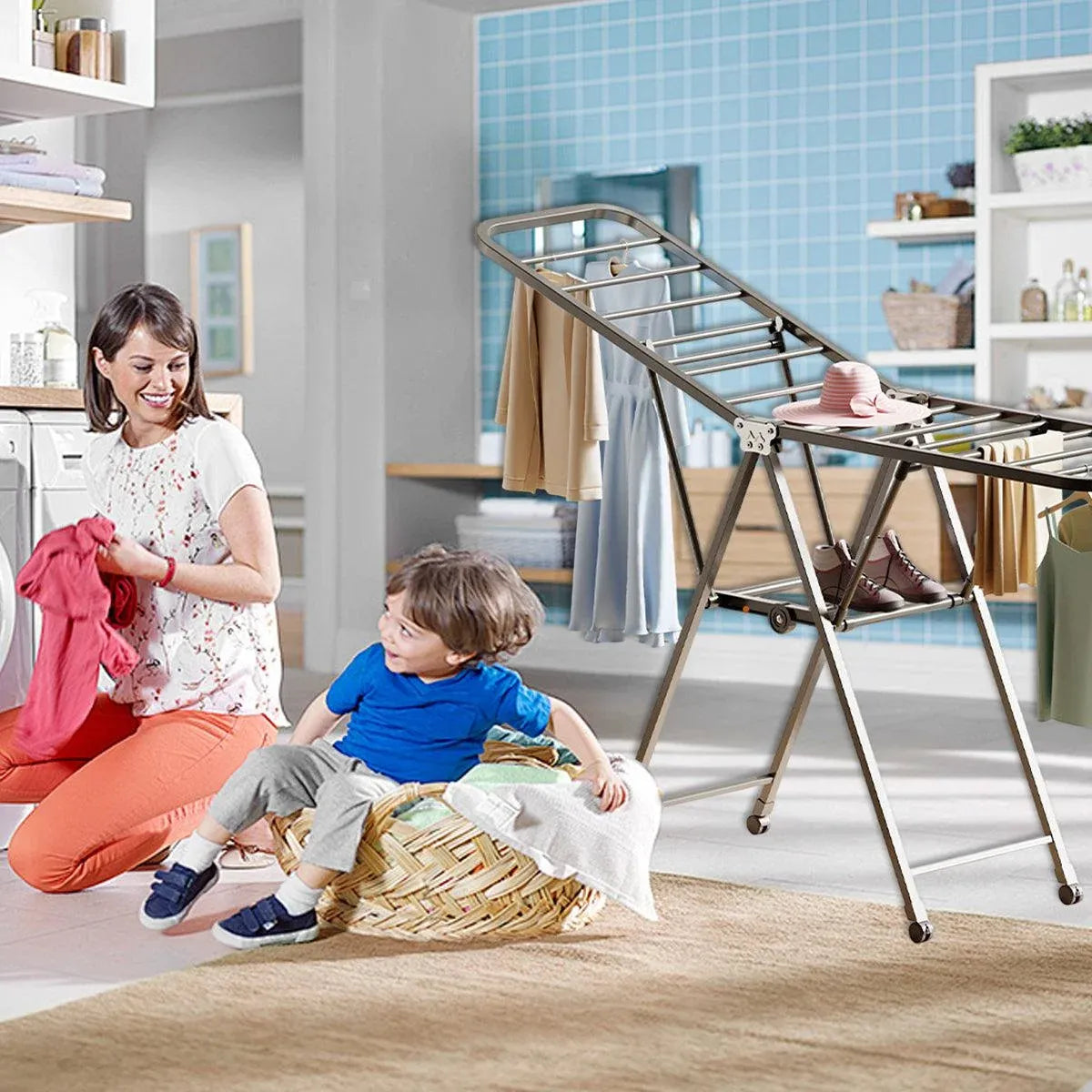 A Frame Clothes Airer Compact Foldable Drying Rack for Laundry Clothes Organizer