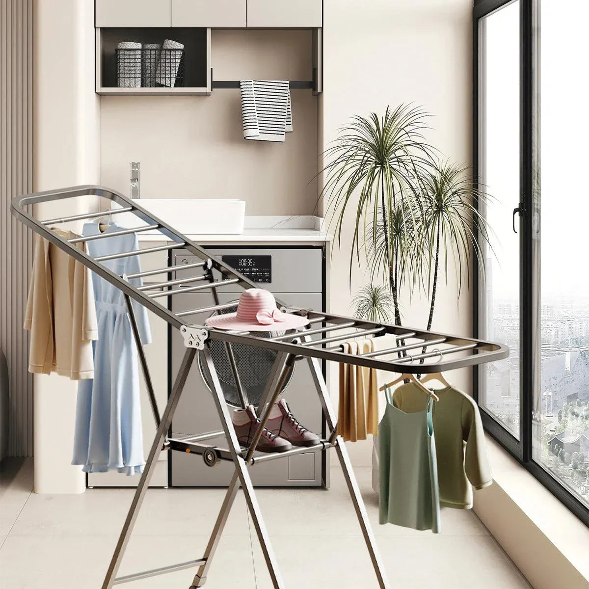 A Frame Clothes Airer Compact Foldable Drying Rack for Laundry Clothes Organizer