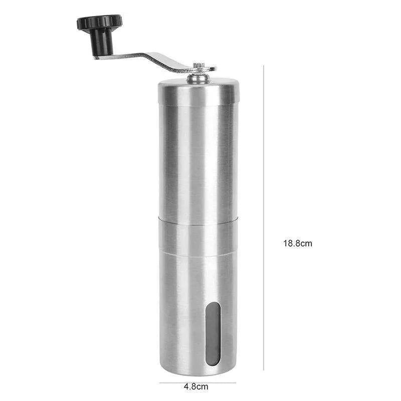 18.8cm Manual Coffee Bean Grinder Stainless Steel Hand Coffee Mill Ceramic Burr