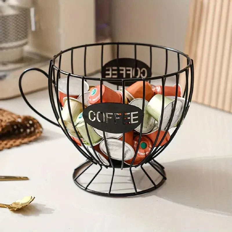 Snacks and Candy Organizer Coffee Capsules Shelf Storage for Kitchen and Pantry - Black