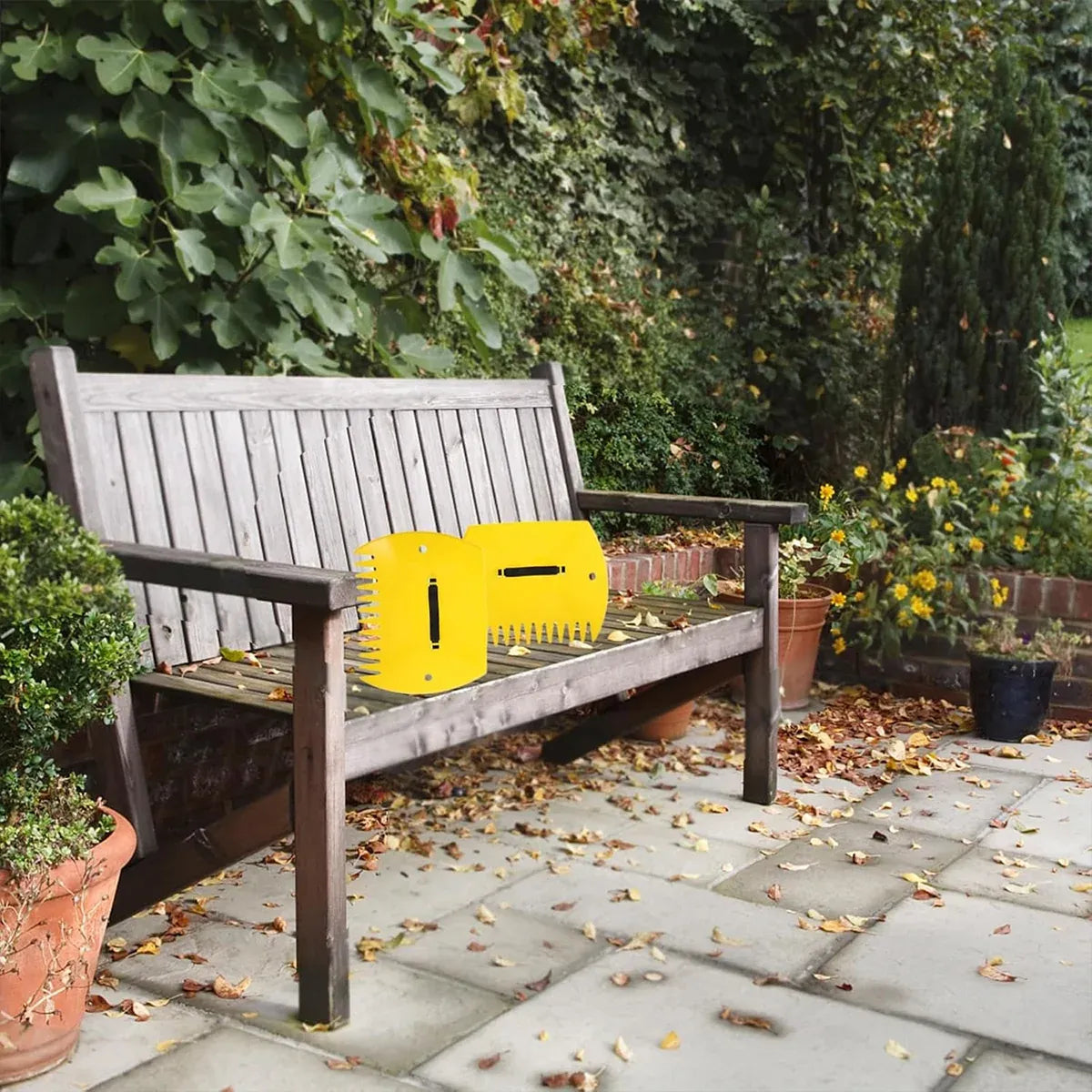 2pcs Outdoor Leaf Clip Plastic Rake Garden Tools Collecting Leaves Yard Cleanup - Yellow