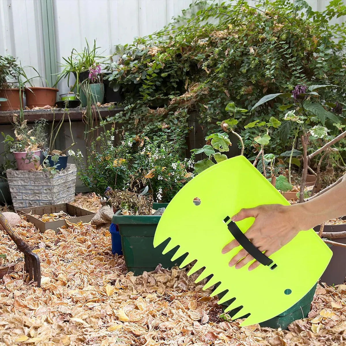 2pcs Outdoor Leaf Clip Plastic Rake Garden Tools Collecting Leaves Yard Cleanup - Yellow