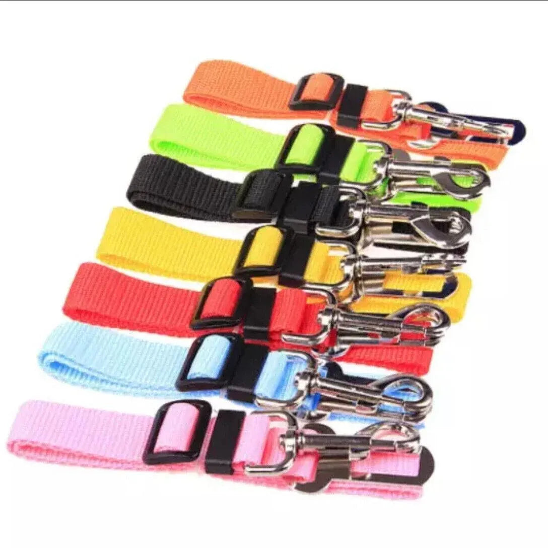 Adjustable Pet Harness Lead for Car Travel with Clip Attachment Nylon Restraint Strap - Black