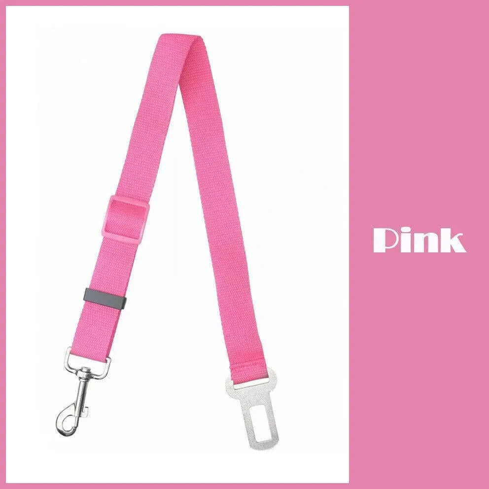 Adjustable Pet Harness Lead for Car Travel with Clip Attachment Nylon Restraint Strap - Black