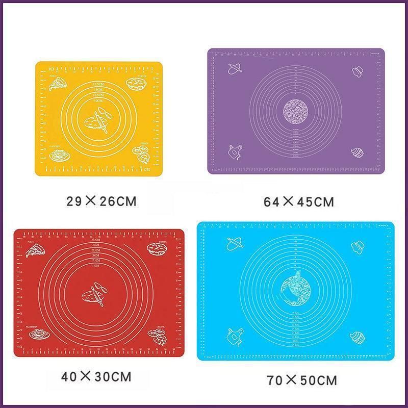 Green Reusable Non-Stick Silicone Rolling Dough Mat Cake Pastry Baking Fondant Sheet - 29*26cm