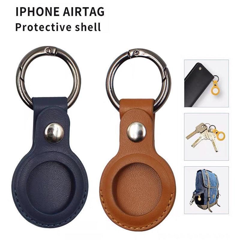 For Apple Airtag Leather Case Cover Air Tag Keychain Holder Sleeve Shell Tracker - Green